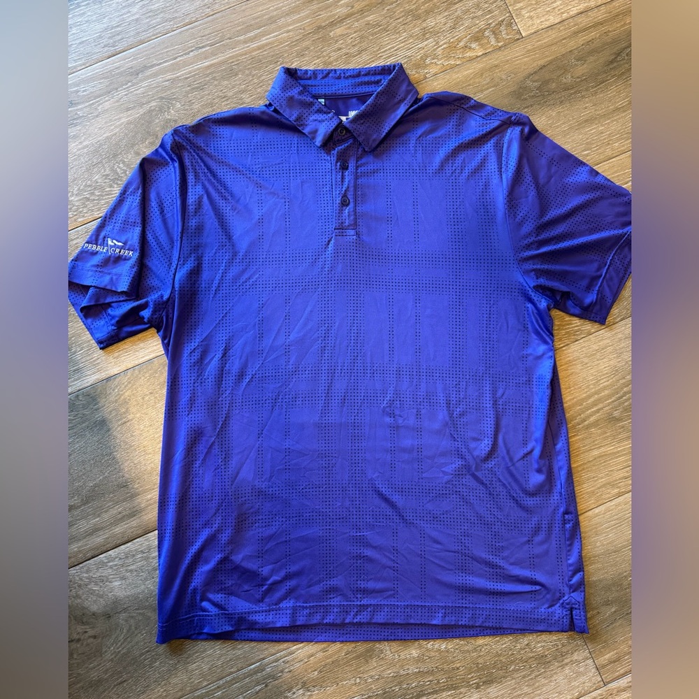 Under Armour men's HeatGear short sleeve purple golf shirt size Large